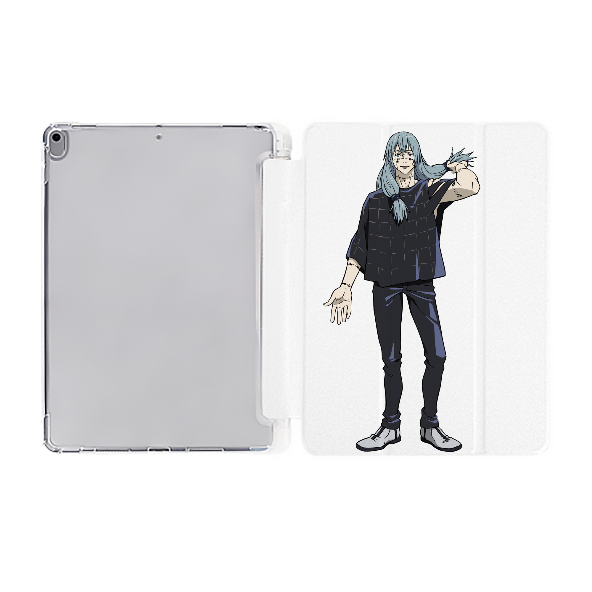 （画像用） 呪術廻戦 Jujutsu Kaisen IPad ケース ペン収納付き 三つ折りスタンド PUレザー×シリコン 対応機種9.5/10.5/10.9インチ